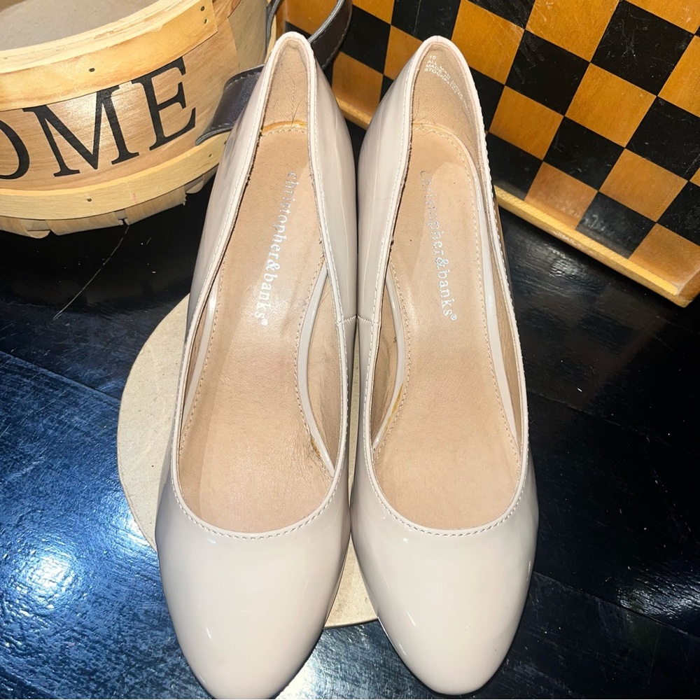 Christopher & Banks Cream Women's Heels